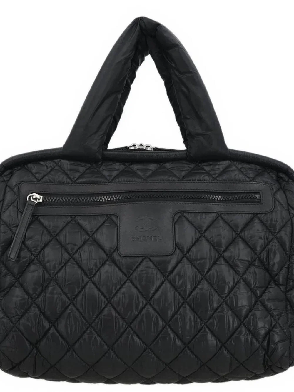 Chanel Black Nylon Coco Cocoon Bowling Bag Handbag AQ00397